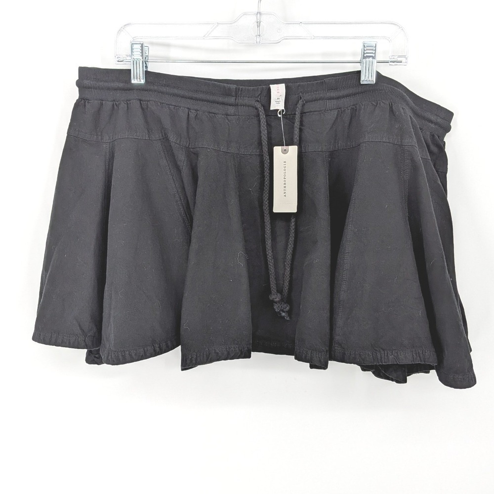 Daily Practice Anthropologie Skirt Women XL Black Drawstring Flounce Mini Casual